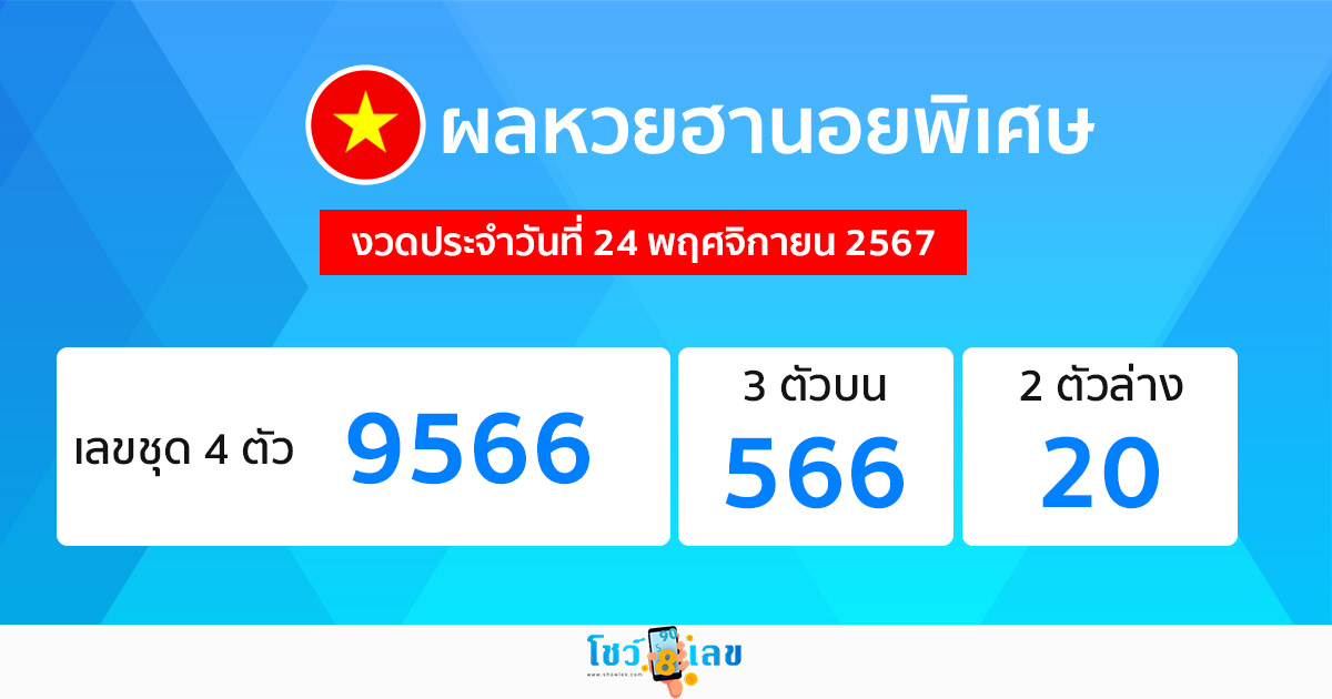 ผลหวยฮานอยพิเศษ 24/11/67-"Special Hanoi lottery results 24/11/67"