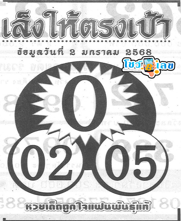 เลขเล็งให้ตรงเป้า 2 1 68-"Good lottery, aim straight at the target"