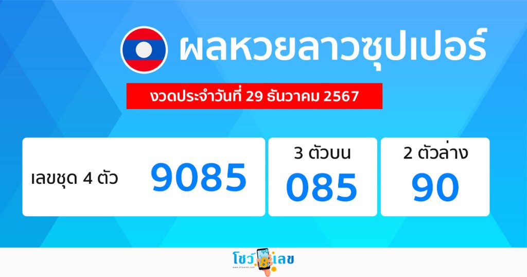 ผลหวยลาวซุปเปอร์ 29/12/67 - "Lao Super Lottery Results 29.12.67"
