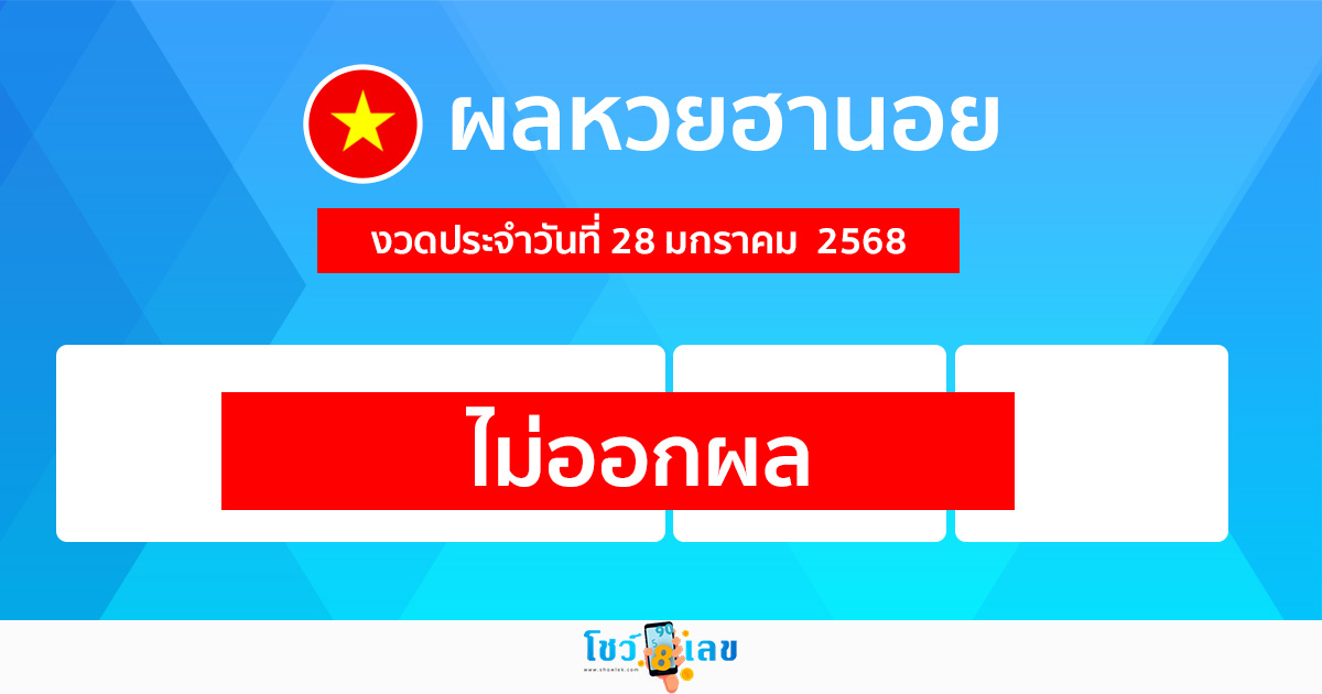 ผลหวยฮานอย 28/01/68 - "Hanoi lottery results today 28- 1-68"