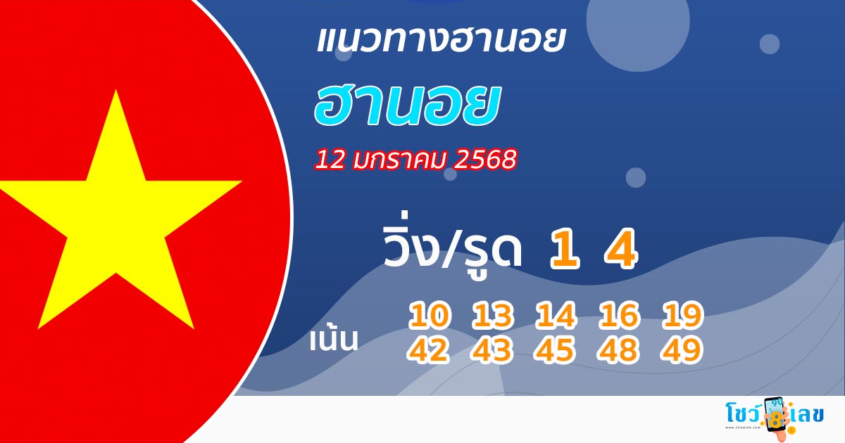 แนวทางหวยฮานอย 12/01/68-"Hanoi lottery guide"