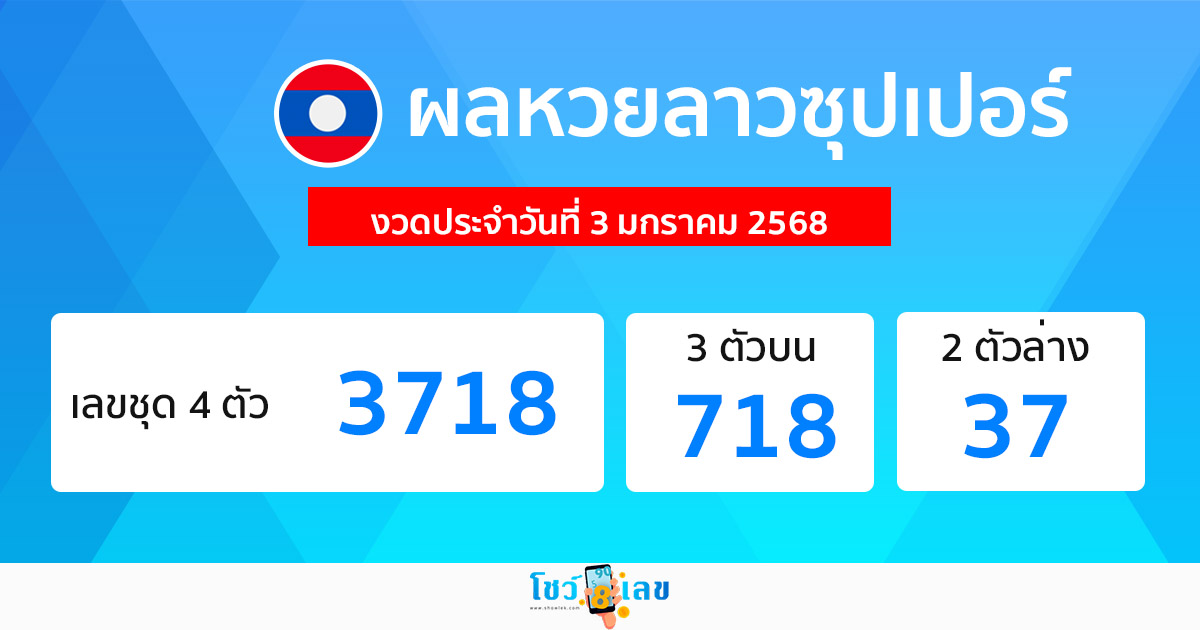 ผลหวยลาวซุปเปอร์ 3/01/68 -"Lao super lottery live"