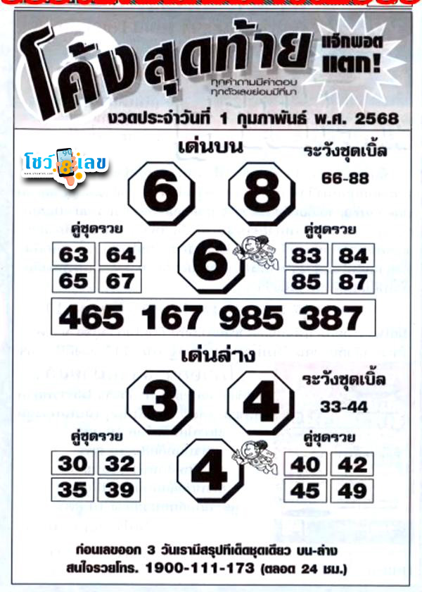 เลขโค้งสุดท้าย 1 02 68-"Last number: 1 02 68"