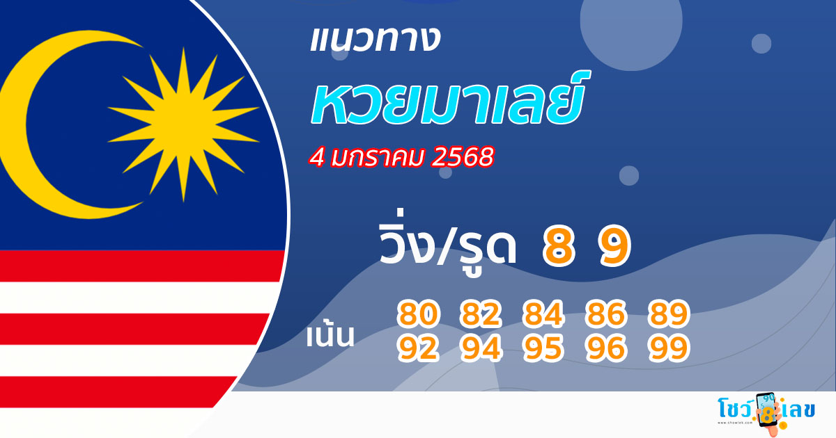 แนวทางหวยมาเลย์ 4/01/68-"Malaysian lottery guidelines 4-01-68"