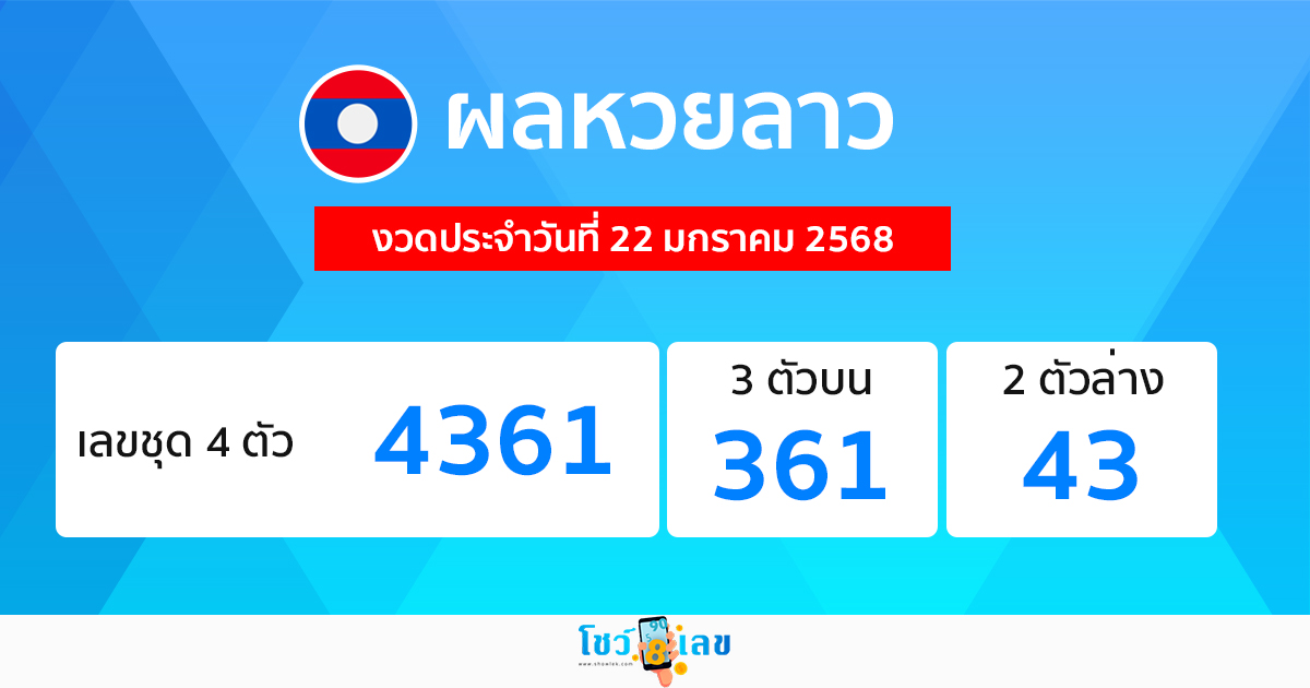 ผลหวยลาว 22/01/68 - "Show lottery results"