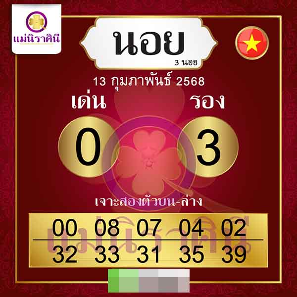 รูปภาพเลขแนวทางหวยจากแม่นิราศินีของ lekdedonline