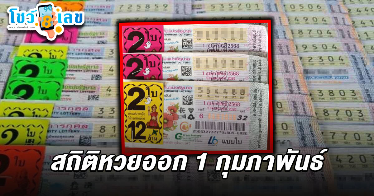 เปิด สถิติหวยออก 1 ก.พ. 68  ตรวจหวย ผลสลากฯ ย้อนหลัง 10 ปี เผย เลขเด็ด เลขดัง ที่เคยออก มีเลขออกซ้ำด้วย เช็กผลทุกรางวัลที่นี่