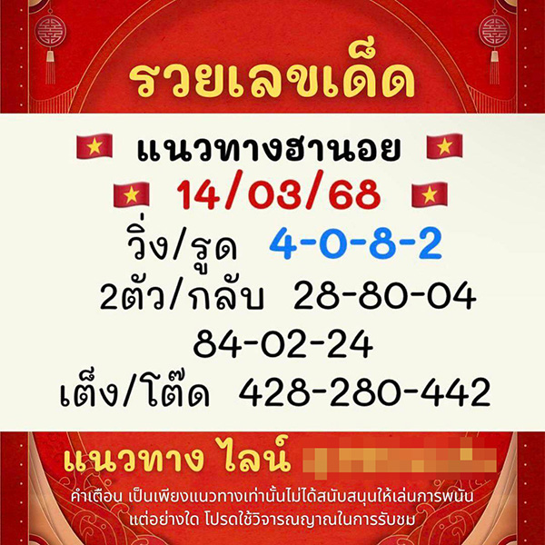 รูปภาพแนวทางฮานอยจากรวยเลขเด็ดของ heng99