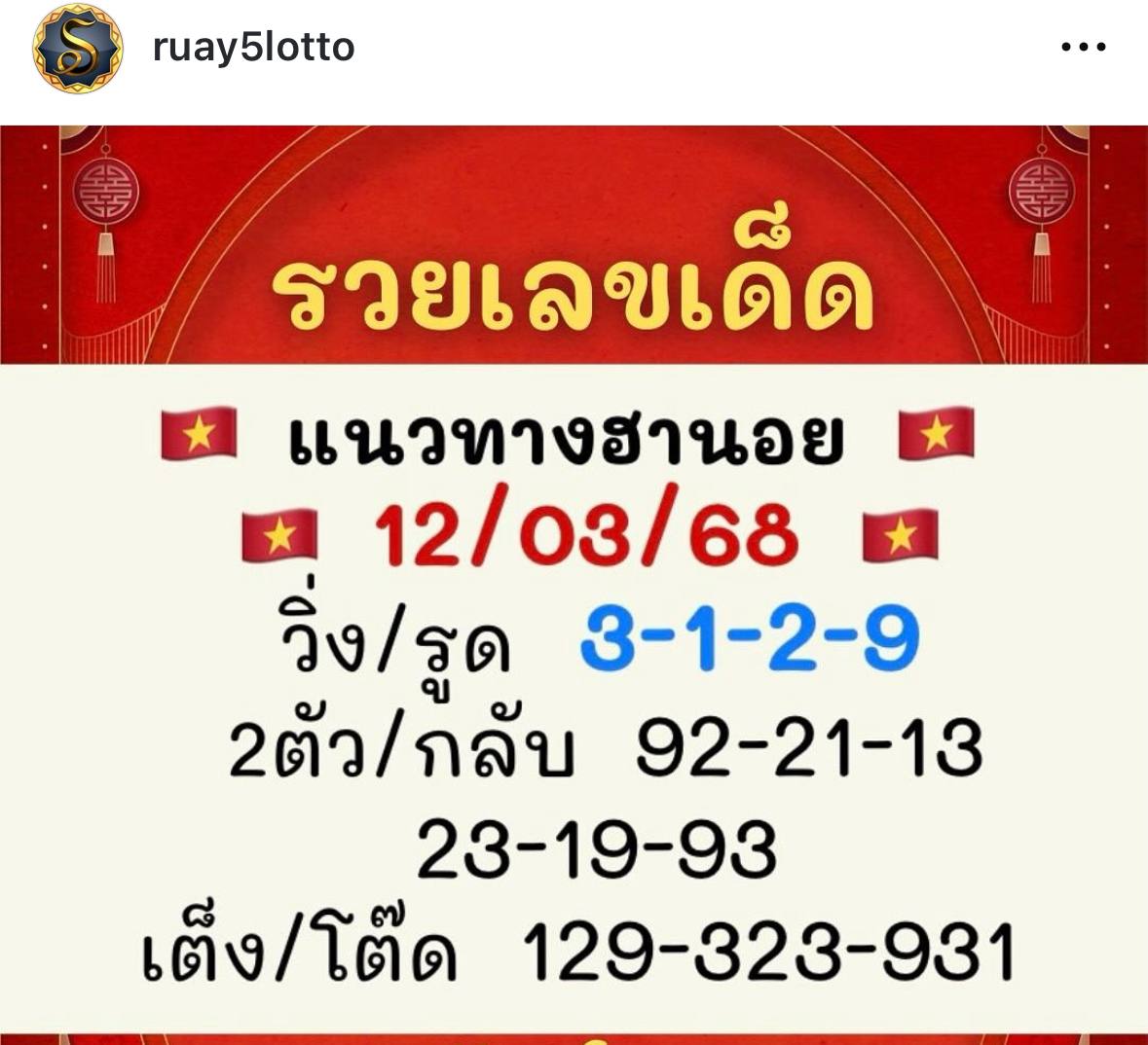 รูปภาพแนวทางหวยฮานอยเพจ ruay5lottoของ heng99