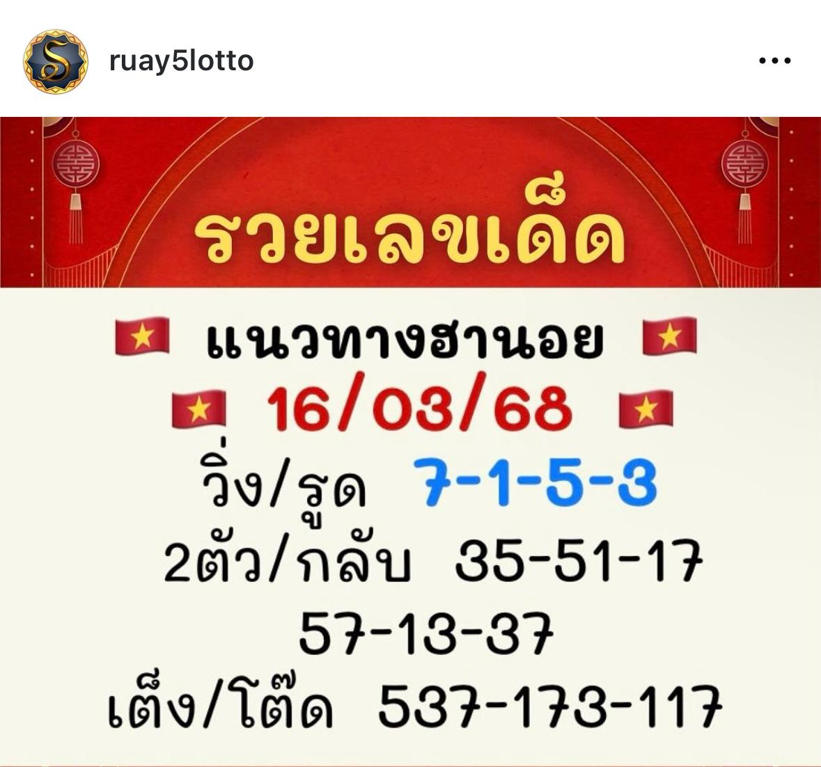 รูปภาพแนวทางฮานอยจากรวยเลขเด็ดของ heng99