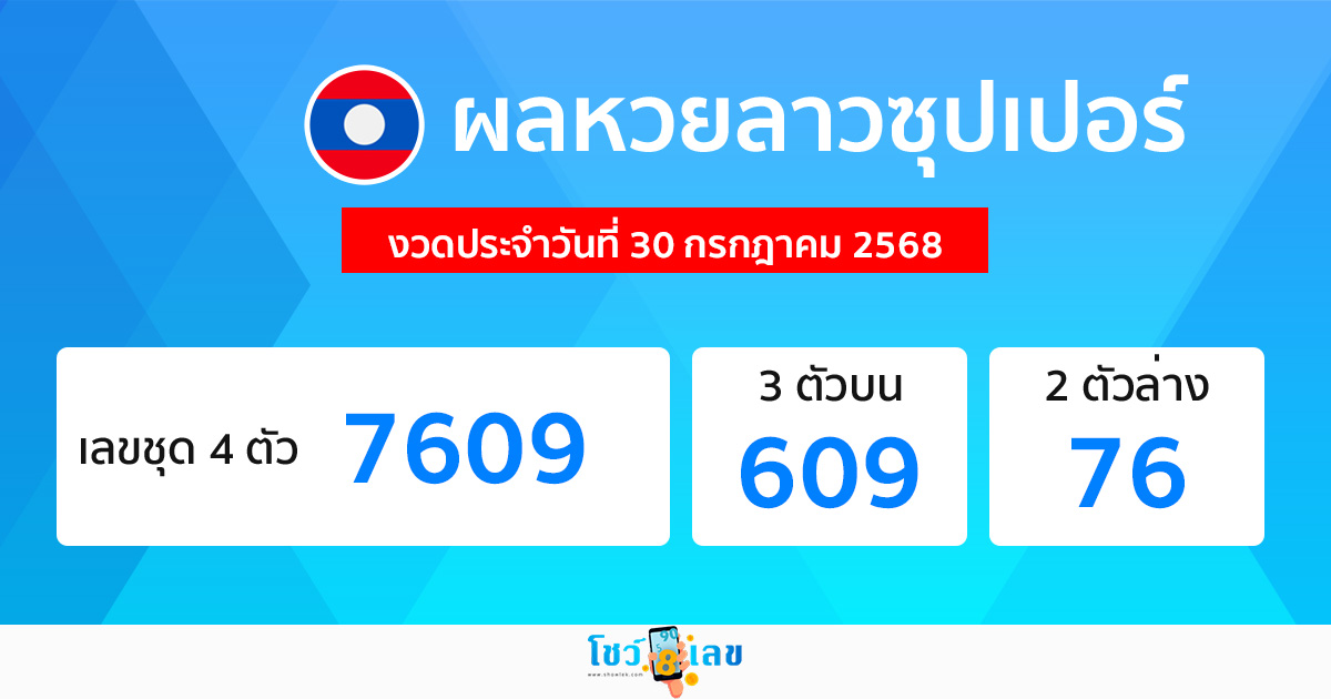 ผลหวยลาวซุปเปอร์ 30/7/68