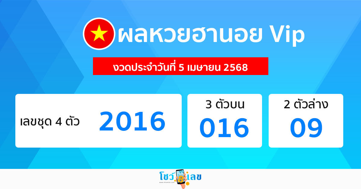 ผลหวยฮานอย vip 5/8/68