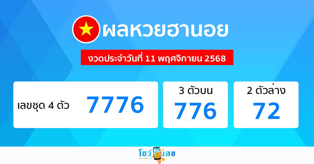 ผลหวยฮานอยวันนี้ 10/11/68
